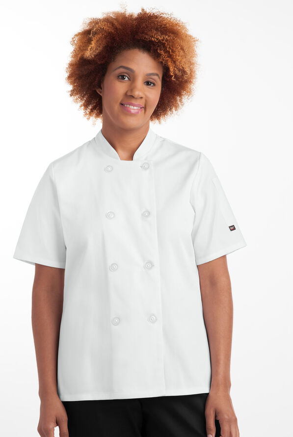 Chaqueta manga corta reversible de Chef On The Line Value con 1 bolsillo y botones de plástico para mujer - White - 1