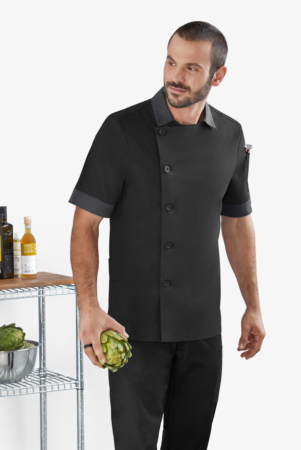 Men's Short Sleeve Tailored Fit STRETCH Chef Coat with MESH,Chef Coats