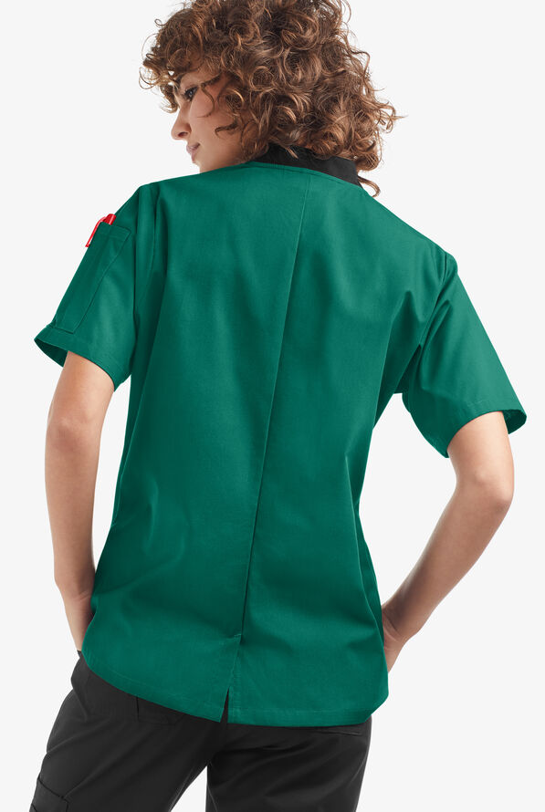 Chaqueta manga corta de gastronomía con doble abotonadura y 1 bolsillo para mujer - Hunter/Black - 2