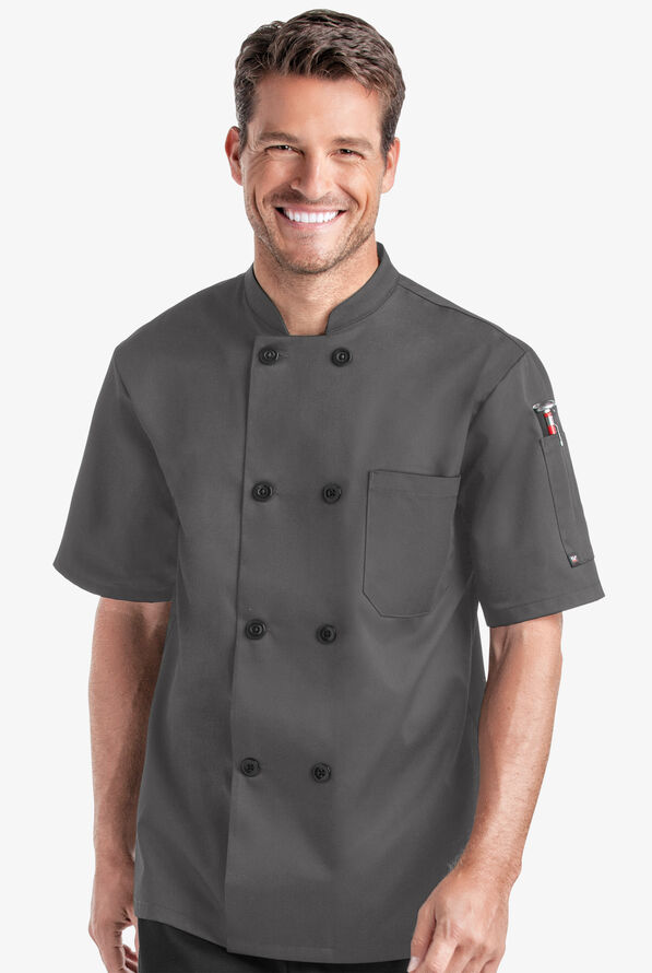 Chaqueta manga corta de chef On the Line Value con doble abotonadura reversible y 2 bolsillos para hombre - Pebble Grey - 1