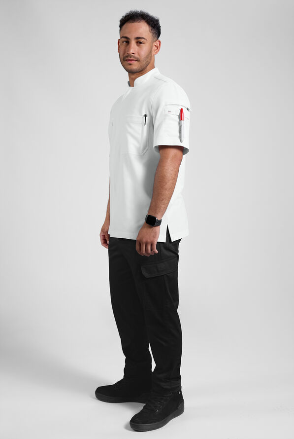 CHEF PERFORMANCE Men's 3-Pocket Zipper Closure STRETCH Chef Coat - White - 5