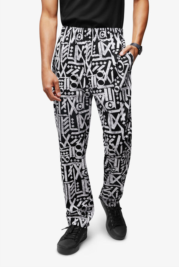 UA CHEF™ Cali Graffiti Black Men's 4-Pocket Baggy Printed Chef Pants - null - 1