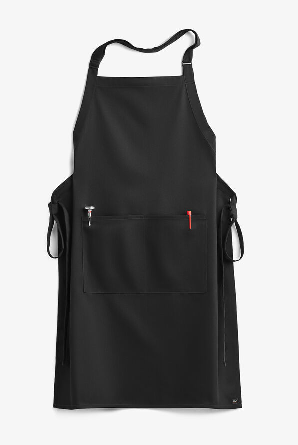 On The Line 100% Cotton Unisex 2-Pocket Adjustable Bib Chef Apron - Black - 1