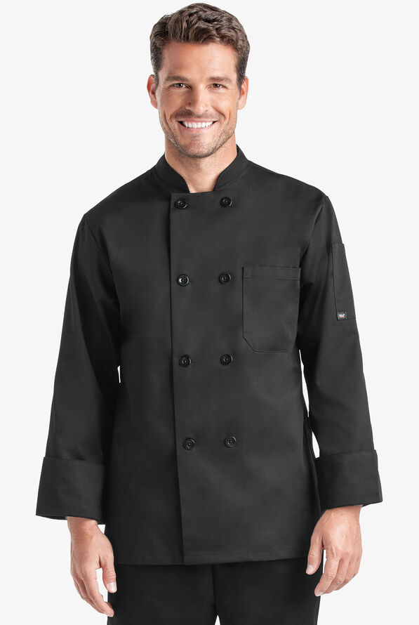 Chaqueta manga larga de gastronomía On The Line Value con doble abotonadura reversible y 2 bolsillos para hombre - Black - 1
