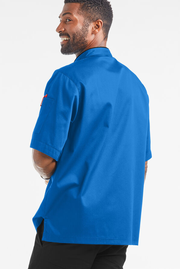 Chaqueta manga corta de gastronomía de corte clásico con botones a presión y 2 bolsillos para hombre - Ocean Blue/Black - 2