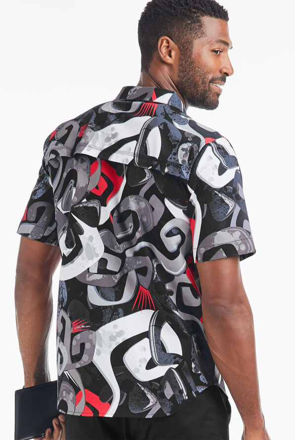 Camisa estampada de gastronomía CHEF 360 STRETCH con mangas cortas y malla para hombre - null - 2