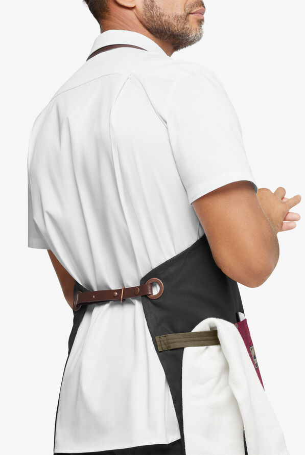 Industry Line Unisex Color Blocked Canvas Chef Apron - Black/True Burgundy - 2