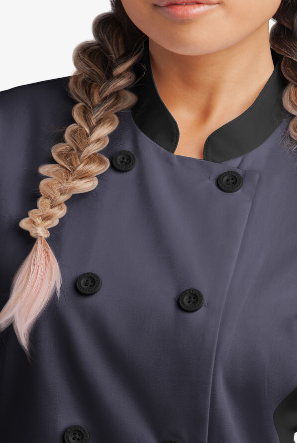 Chaqueta de gastronomía con mangas cortas y paneles de malla para mujer - Granite/Black - 2