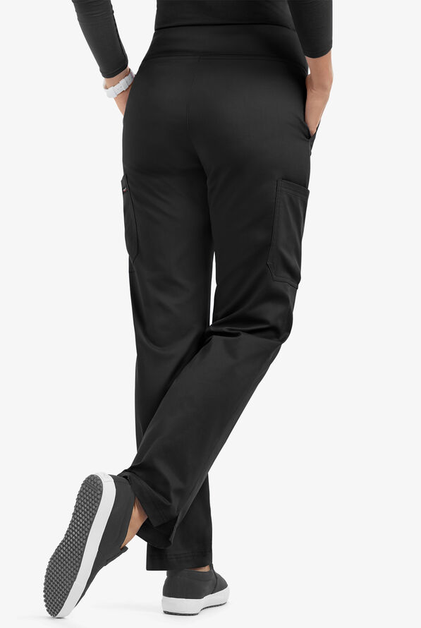 CHEF 360 Women's 4-Pocket Stretch Knit Waistband Yoga Chef Pants - Black - 3