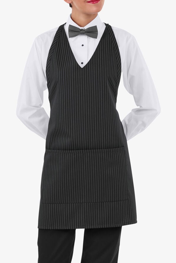 Tuxedo Pinstripe Unisex 2Pocket VNeck Printed Chef Apron, Cooking Wear