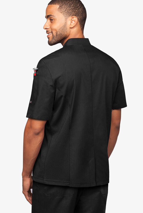 Chaqueta manga corta de gastronomía con 2 bolsillos y paneles de malla para hombre - Black - 2
