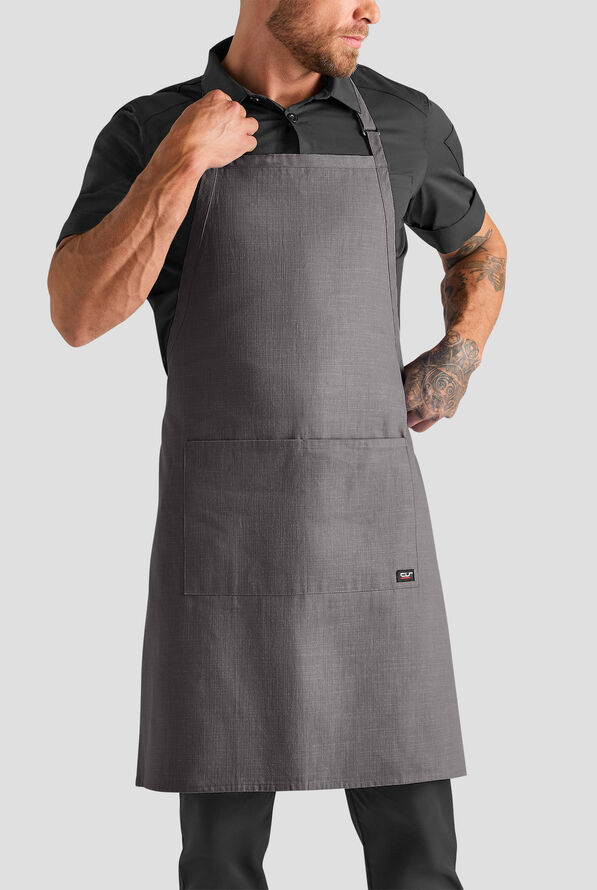Delantal ajustable unisex de chef Industry Line de algodón flameado con pechera - Charcoal - 1