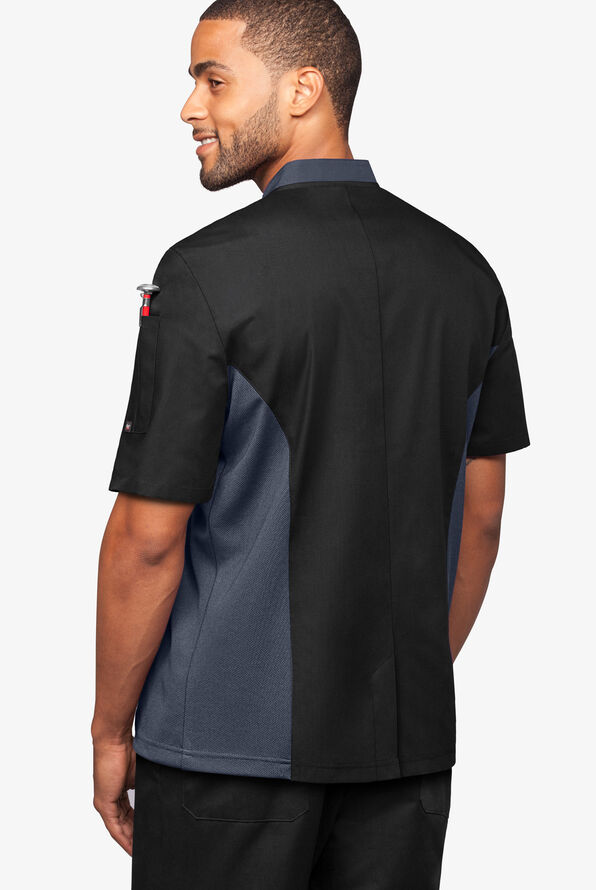 Chaqueta manga corta de gastronomía con 2 bolsillos y paneles de malla para hombre - Black/Granite/Granite - 2