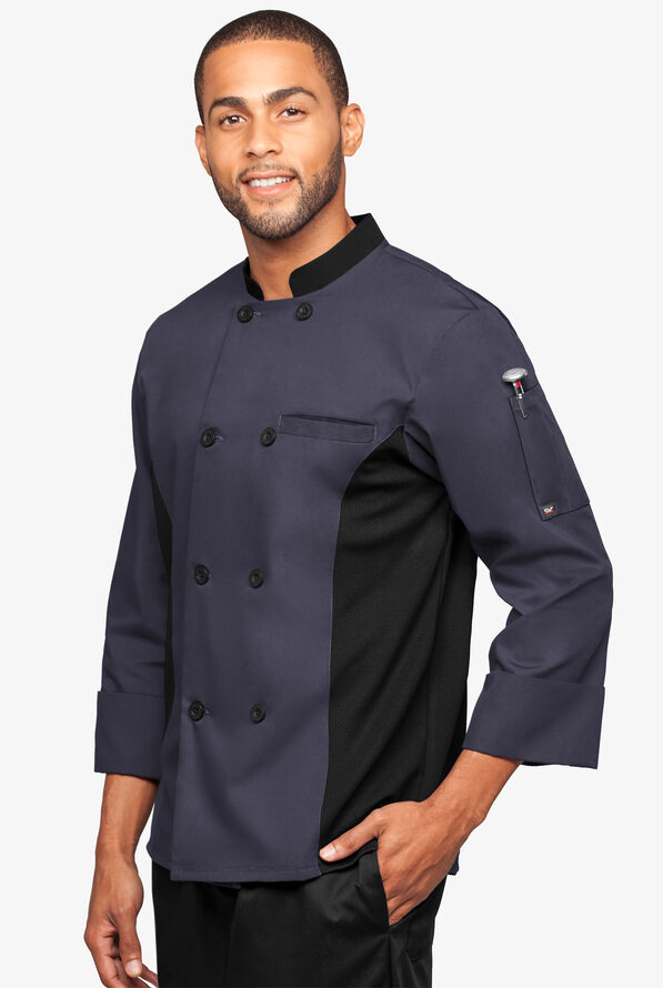 Chaqueta de gastronomía con mangas 3/4 y paneles de malla para hombre - Granite/Black - 1