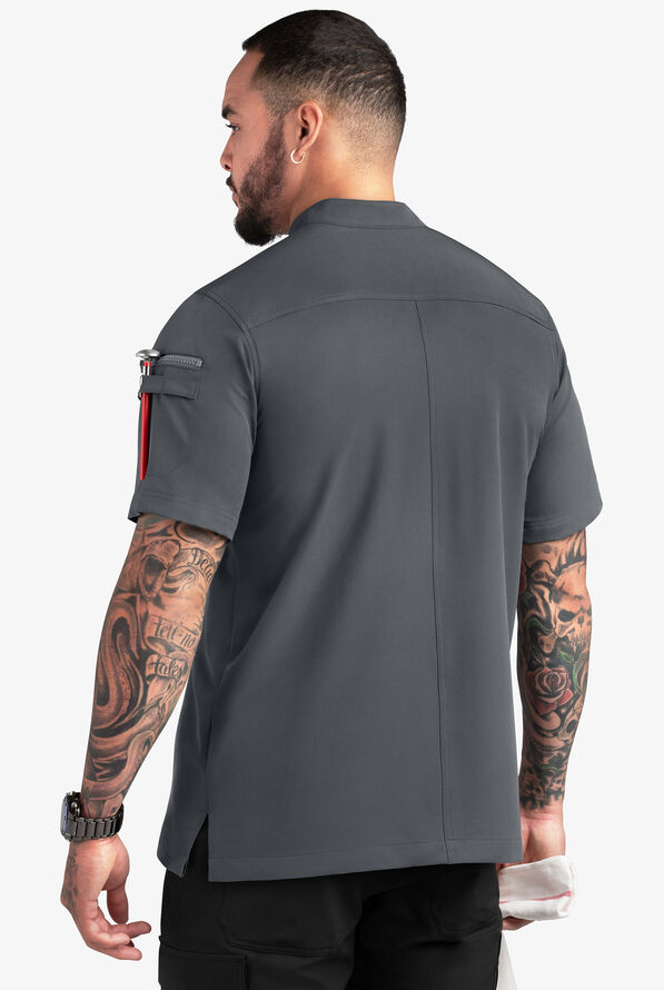 Chaqueta manga corta de gastronomía CHEF PERFORMANCE STRETCH con cremallera y 3 bolsillos para hombre - Pewter/Black - 2