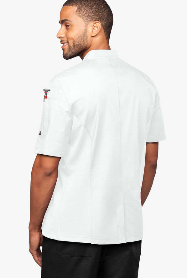 Chaqueta manga corta de gastronomía con 2 bolsillos y paneles de malla para hombre - White - 2
