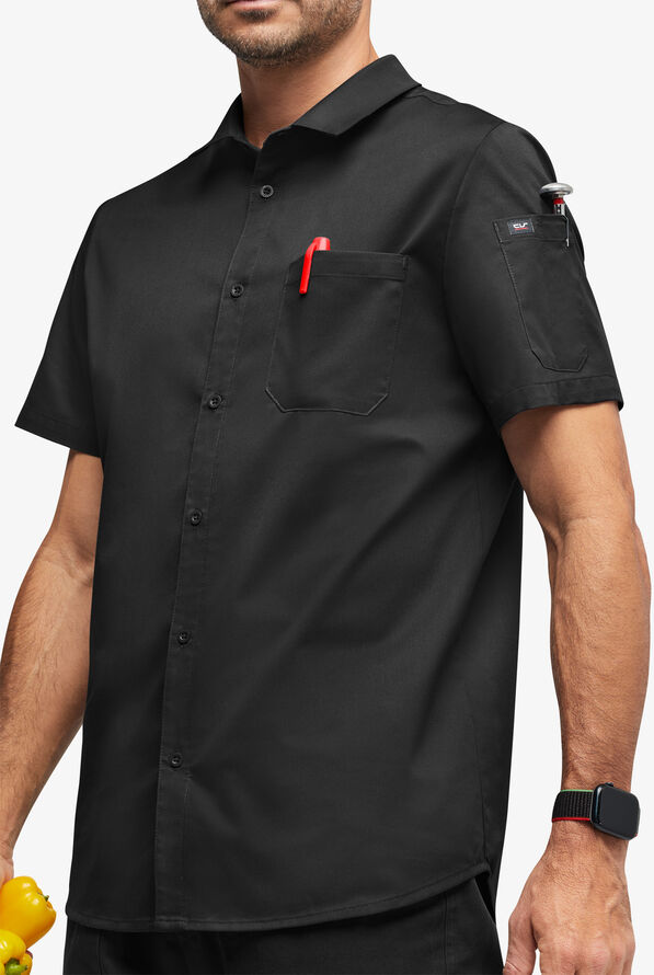 Camisa de chef CHEF 360 Stretch con mangas cortas y 3 bolsillos para hombre - Black - 2
