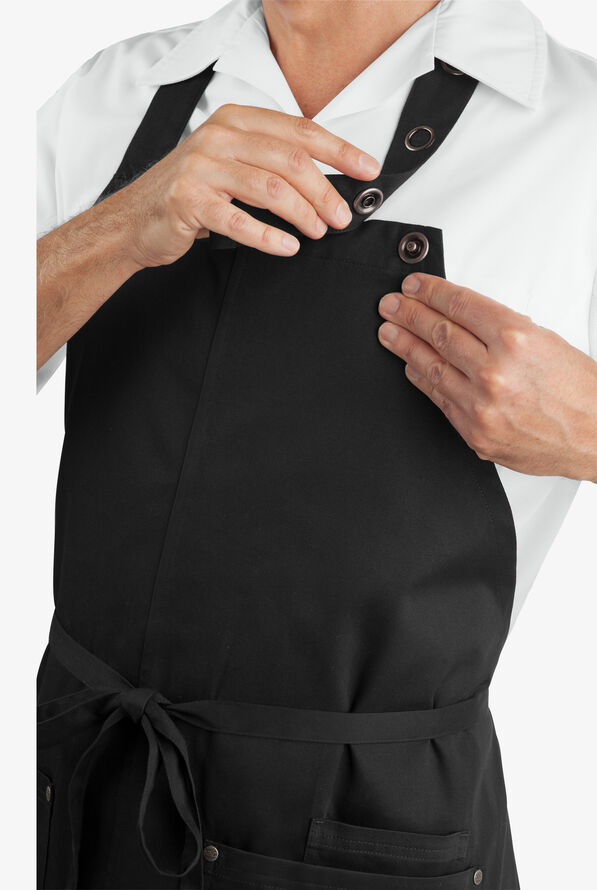 Industry Line Unisex Adjustable Bib Apron with Slit - Black - 2
