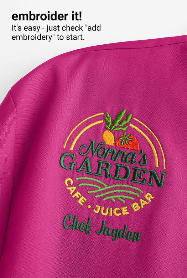 Chef Uniforms Women's 3-Pocket Short Sleeve Executive Chef Coat - Hot Pink/Black - 5