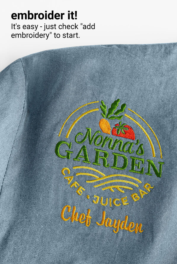 Industry Line Men's 5-Pocket Short Sleeve w/Tech Mesh Panels Chambray Executive Chef Coat - Light Blue Chambray/Pebble Grey - 5