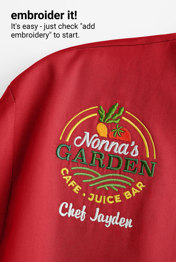 Chef Uniforms Women's 3-Pocket Short Sleeve Executive Chef Coat - True Red/Black - 5