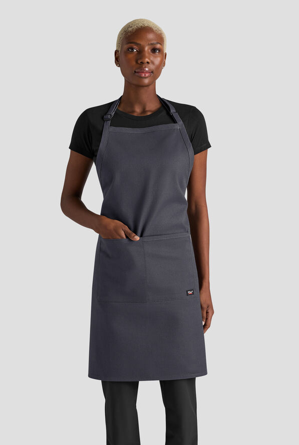Delantal ajustable unisex de chef Industry Line de sarga de caballería con pechera - Pewter - 1