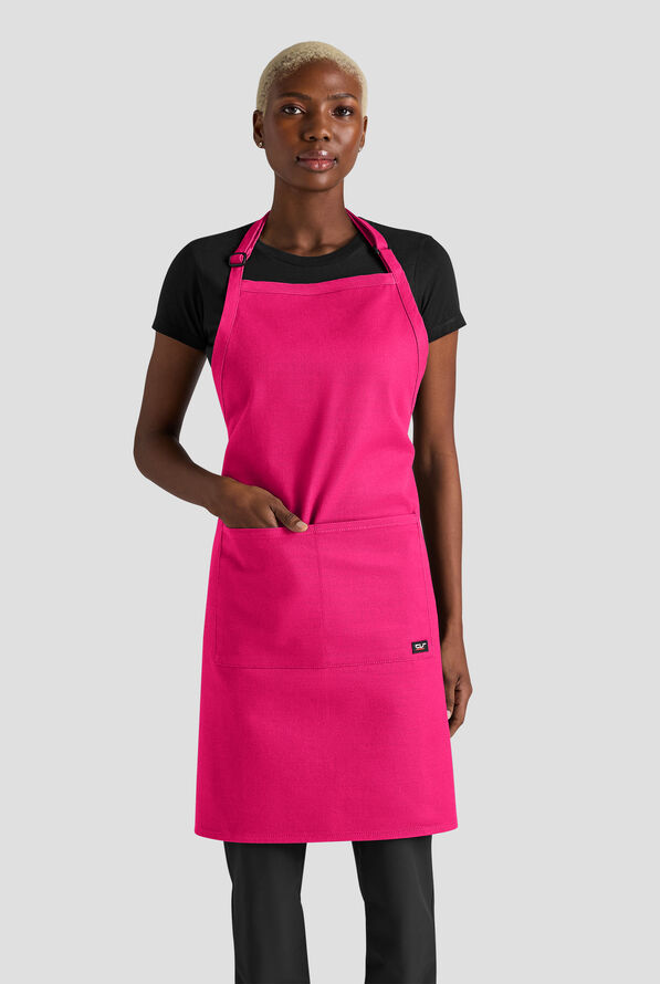 Delantal ajustable unisex de chef Industry Line de sarga de caballería con pechera - Reactive Pink - 1