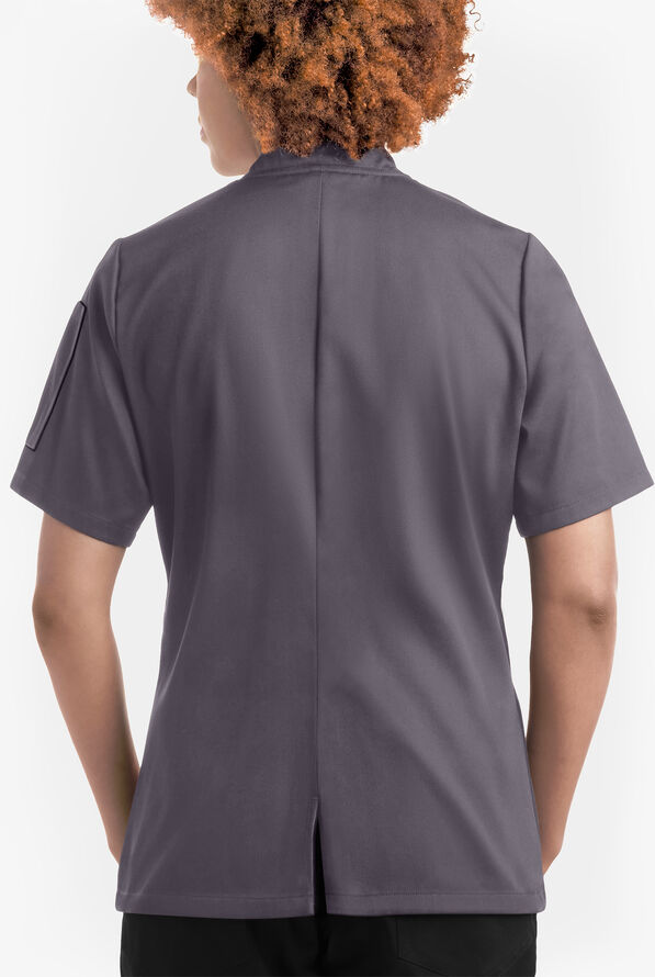On the Line Women's 1-Pocket Reversible Double Breasted Closure Short Sleeve Chef Coat - Pebble Grey - 4