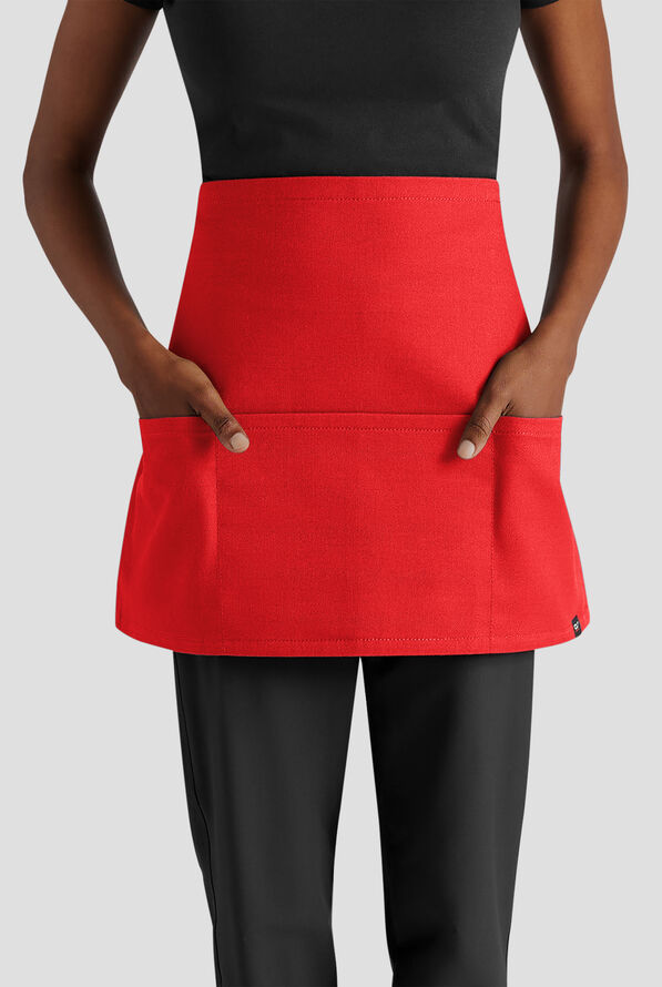 Delantal unisex de chef a la cintura Industry Line de sarga de caballería con 3 bolsillos - Flame Red - 1