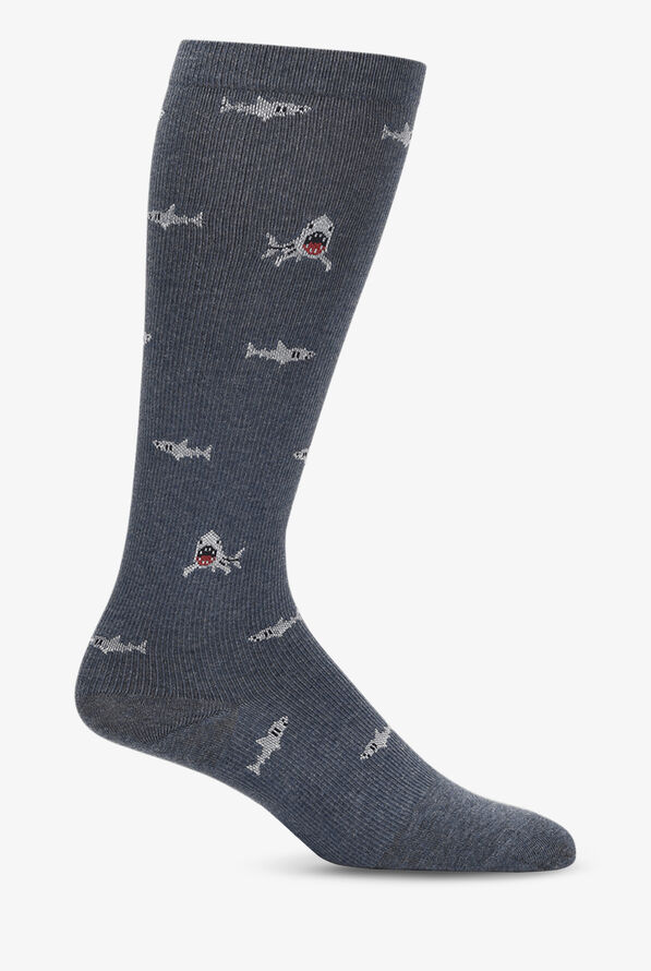 Nurse Mates Sharks Men's 12-14 mmHg Light Compression Socks - null - 1