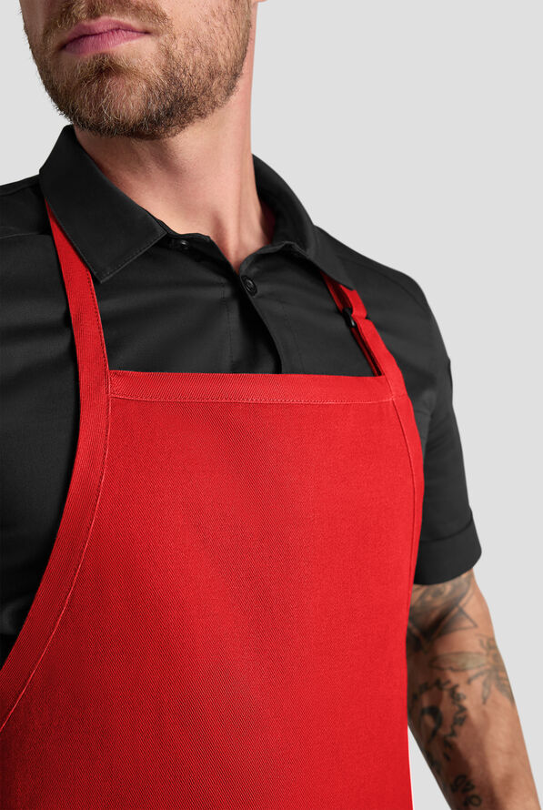 Delantal ajustable unisex de chef Industry Line de sarga de caballería con pechera - Flame Red - 2