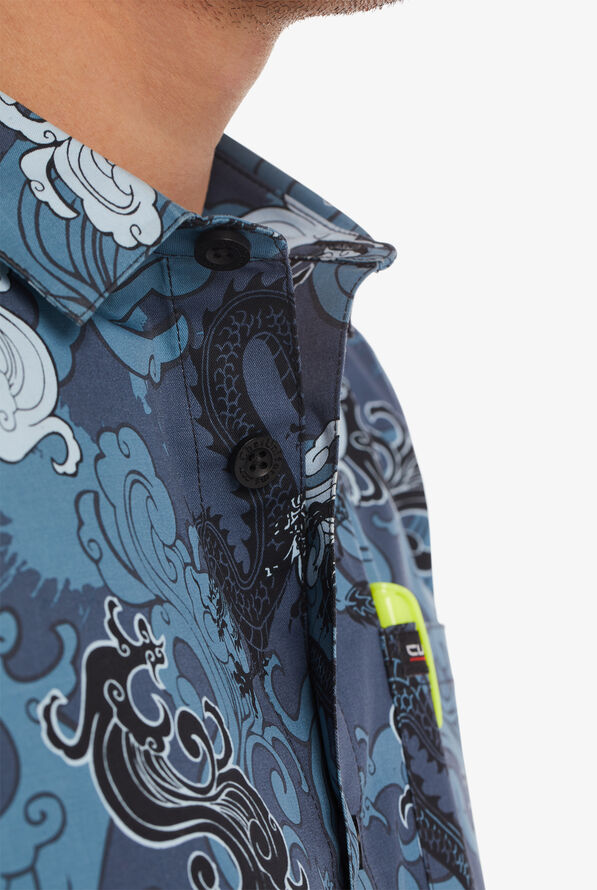 Chef 360 Men's Tech Mesh Printed Short Sleeve STRETCH Shirt - null - 5