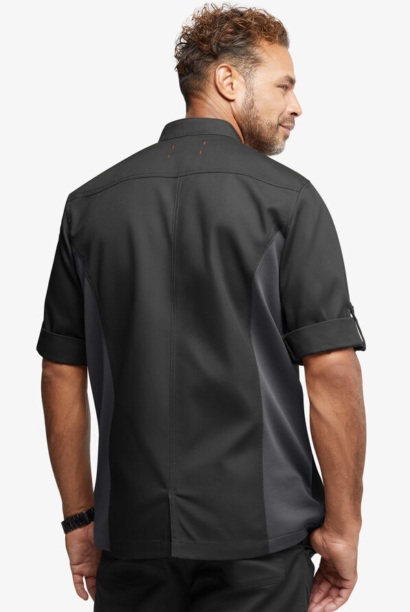 Industry Line Workwear Men's 3-Pocket Asymmetrical Executive Chef Coat - Black/Pewter - 3
