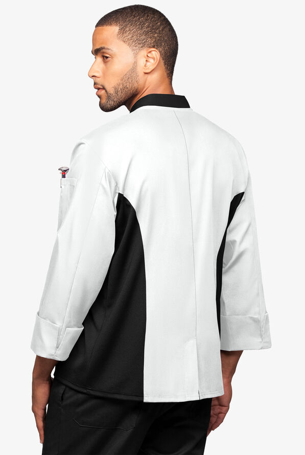 Chaqueta de gastronomía con mangas 3/4 y paneles de malla para hombre - White/Black - 2