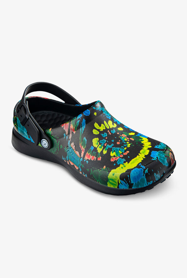 Joybees Work Unisex Black Spiral Tie Dye Clogs - null - 5