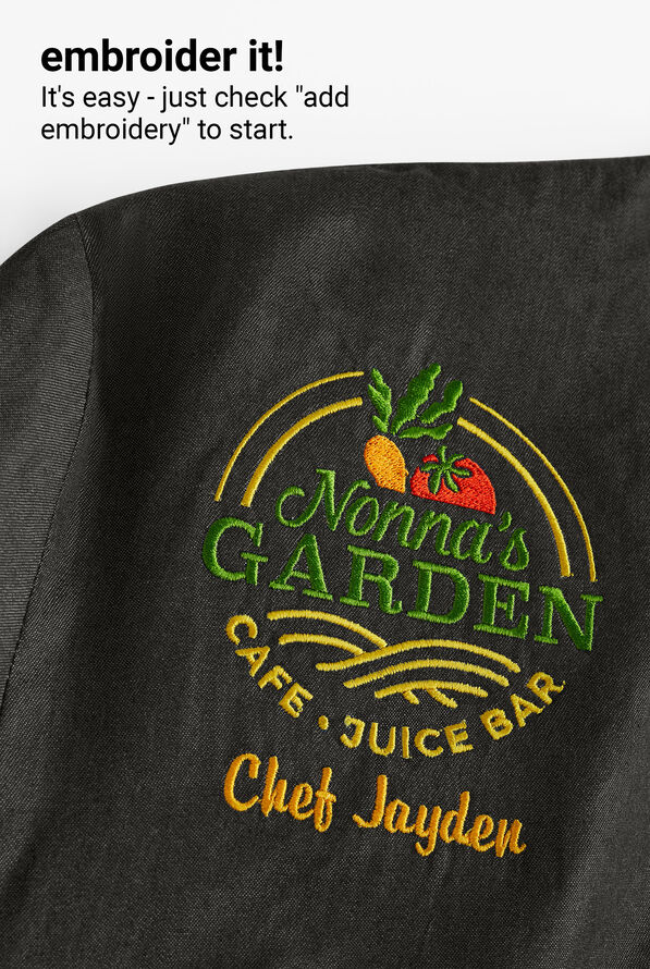 Industry Line Men's 2-Pocket Short Sleeve w/Tech Mesh Side Panels Chambray Chef Coat - Black - 6