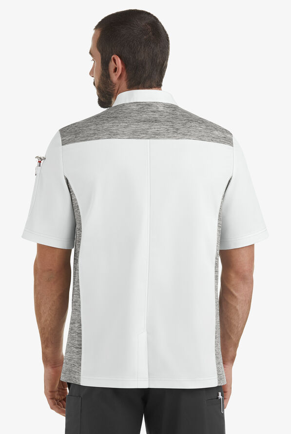 Chaqueta manga corta de gastronomía Chef 360 STRETCH con paneles de tejido y 2 bolsillos para hombre - White/Silver Melange - 2