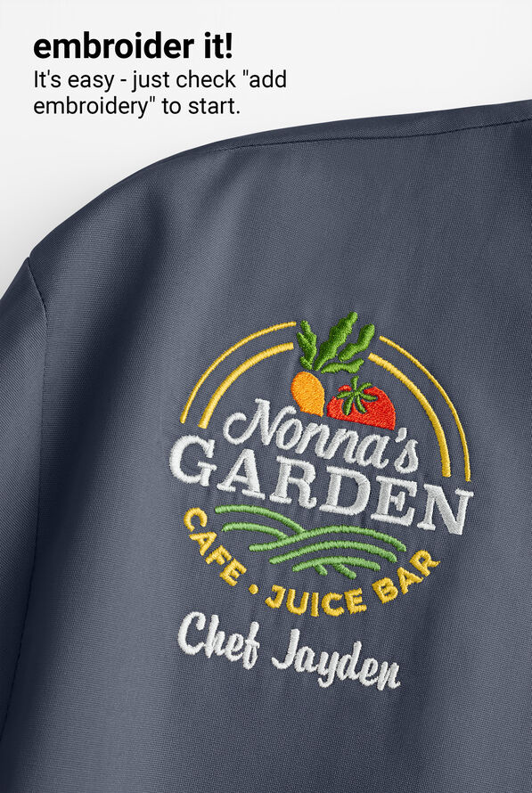 LIGHTWEIGHT Men's Double Breasted w/ Plastic Buttons Chef Coat - Granite/Black - 5