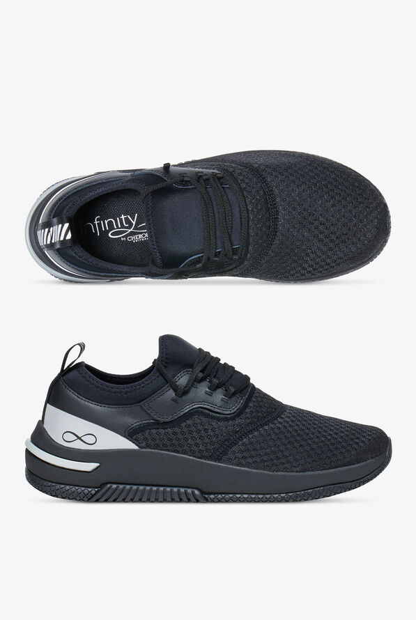 Infinity Women's Dart Black Reflective Athletic Lace Up Shoes - null - 1