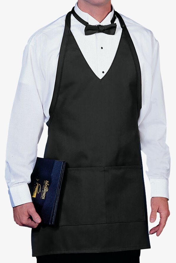 Tuxedo Unisex 2-Pocket V-Neck Chef Apron - Black - 1