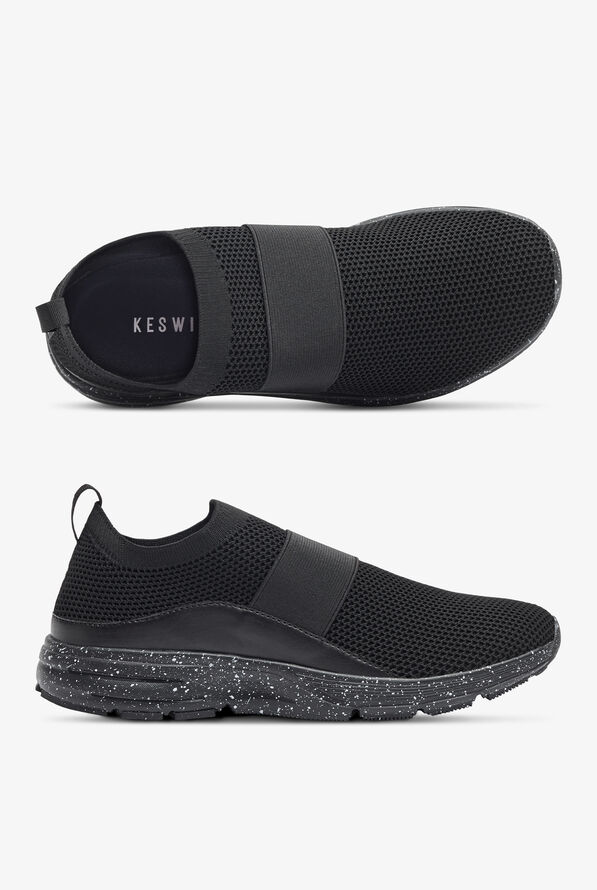 KESWI Women's Black/Black Speckled Athletic Slip On Shoes - null - 1