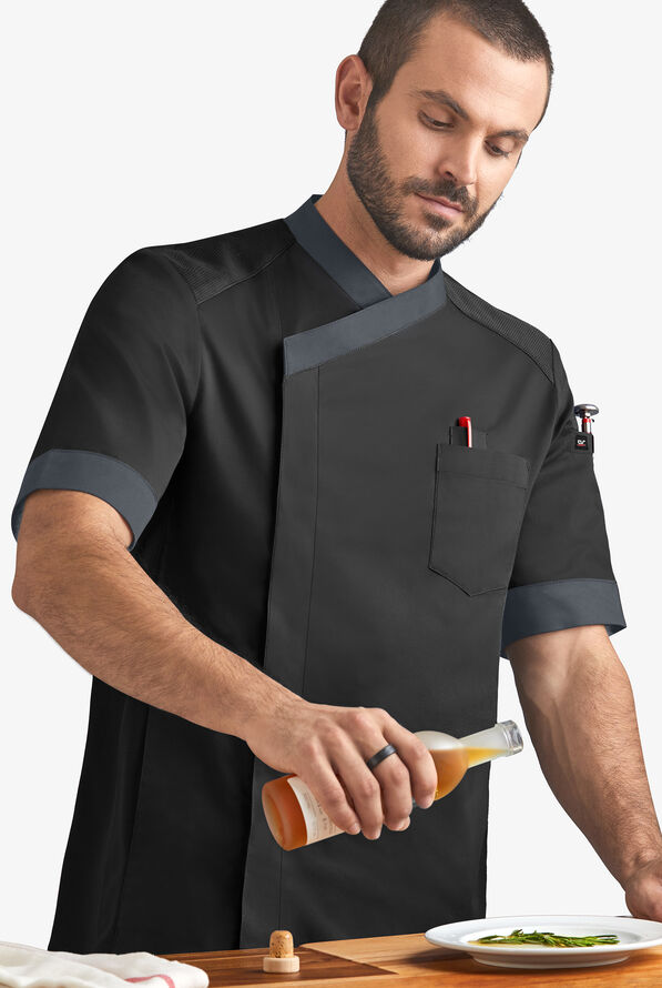 CHEF 360 Men's Short Sleeve Chef Coat with Mesh Panels,Mesh Chef Coats
