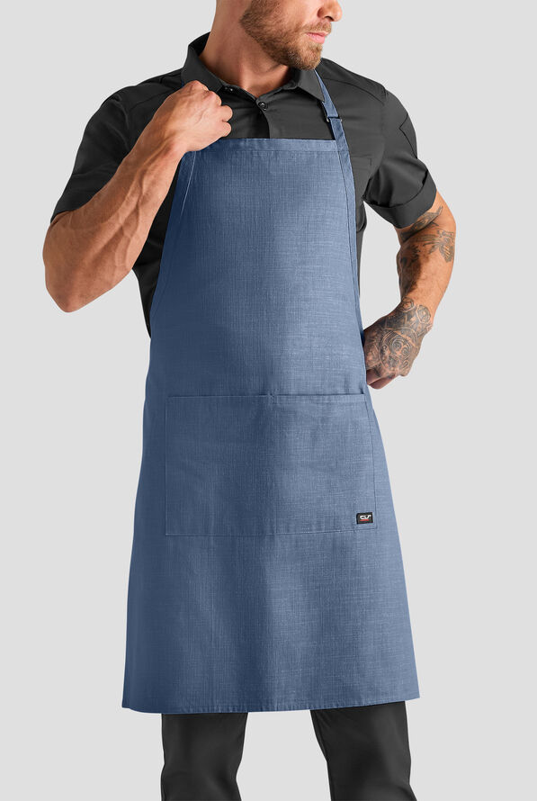 Delantal ajustable unisex de chef Industry Line de algodón flameado con pechera - Storm Blue - 1