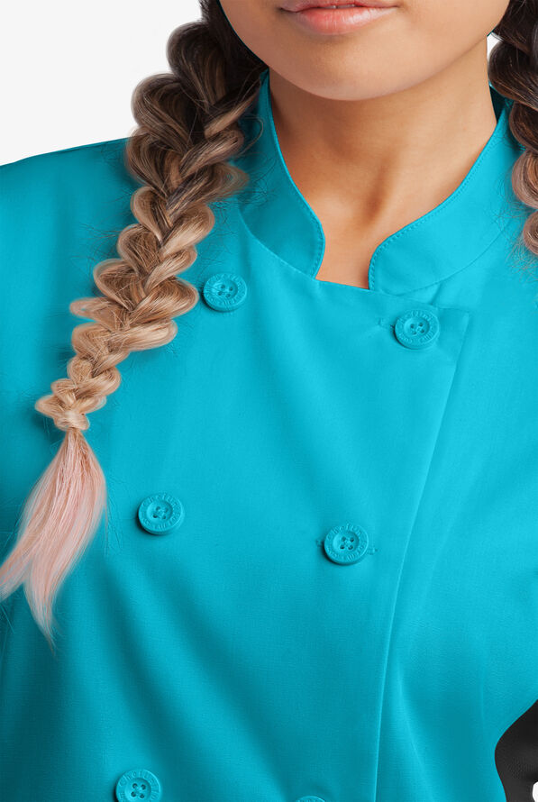 Women's -LIGHTWEIGHT- Short Sleeve Coat with -MESH- Side Panels - **SLIGHTLY IRREGULAR** - Turquoise/Black - 2