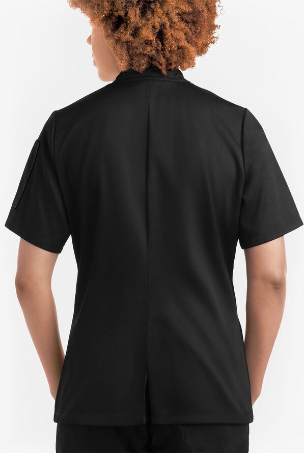 On the Line Women's 1-Pocket Reversible Double Breasted Closure Short Sleeve Chef Coat - Black - 4