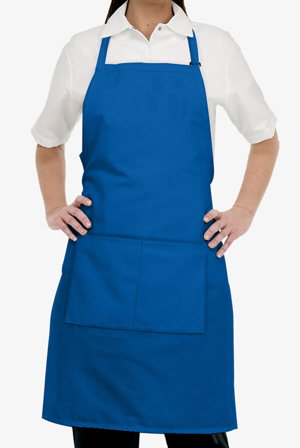 Full Length Butcher Unisex 2-Pocket Adjustable Bib Chef Apron - Royal - 1