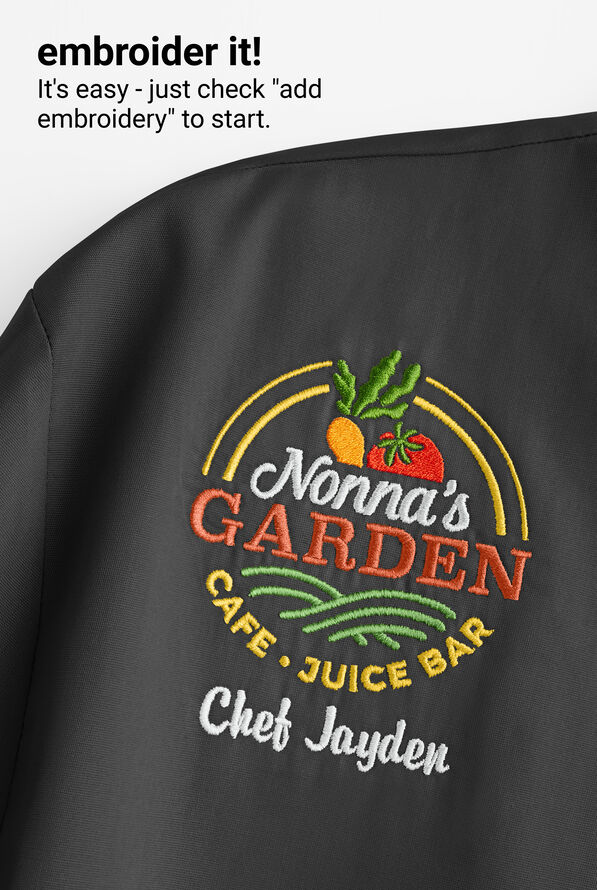 LIGHTWEIGHT Women's 1-Pocket Short Sleeve Double Breasted Chef Coat - Black/Red - 6