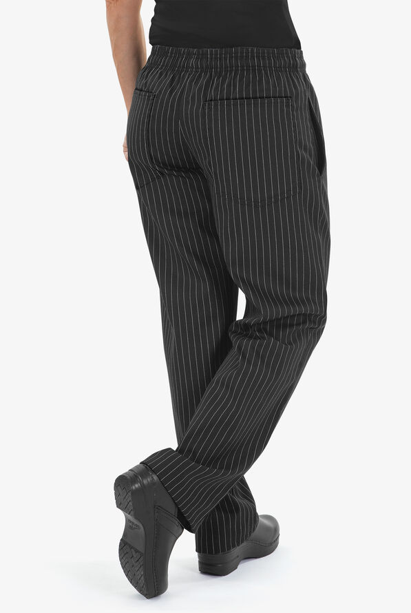 UA CHEF Pinstripe Black Women's 4-Pocket Classic fit Pant, Chef Pants