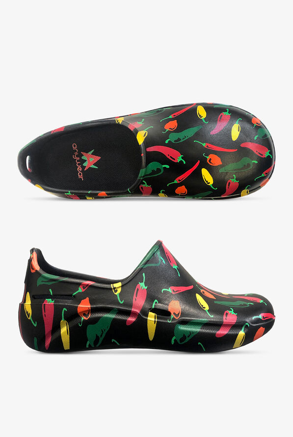 Anywear Unisex Streak Hot Peppas Slip On Shoes - Black - 1