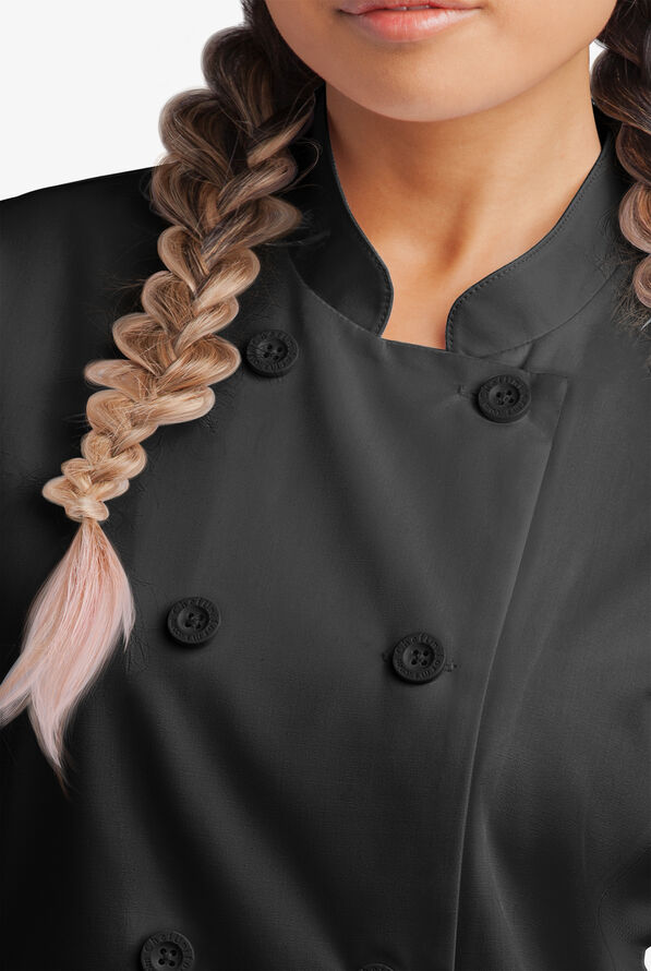 Chaqueta de gastronomía con mangas cortas y paneles de malla para mujer - Black - 2